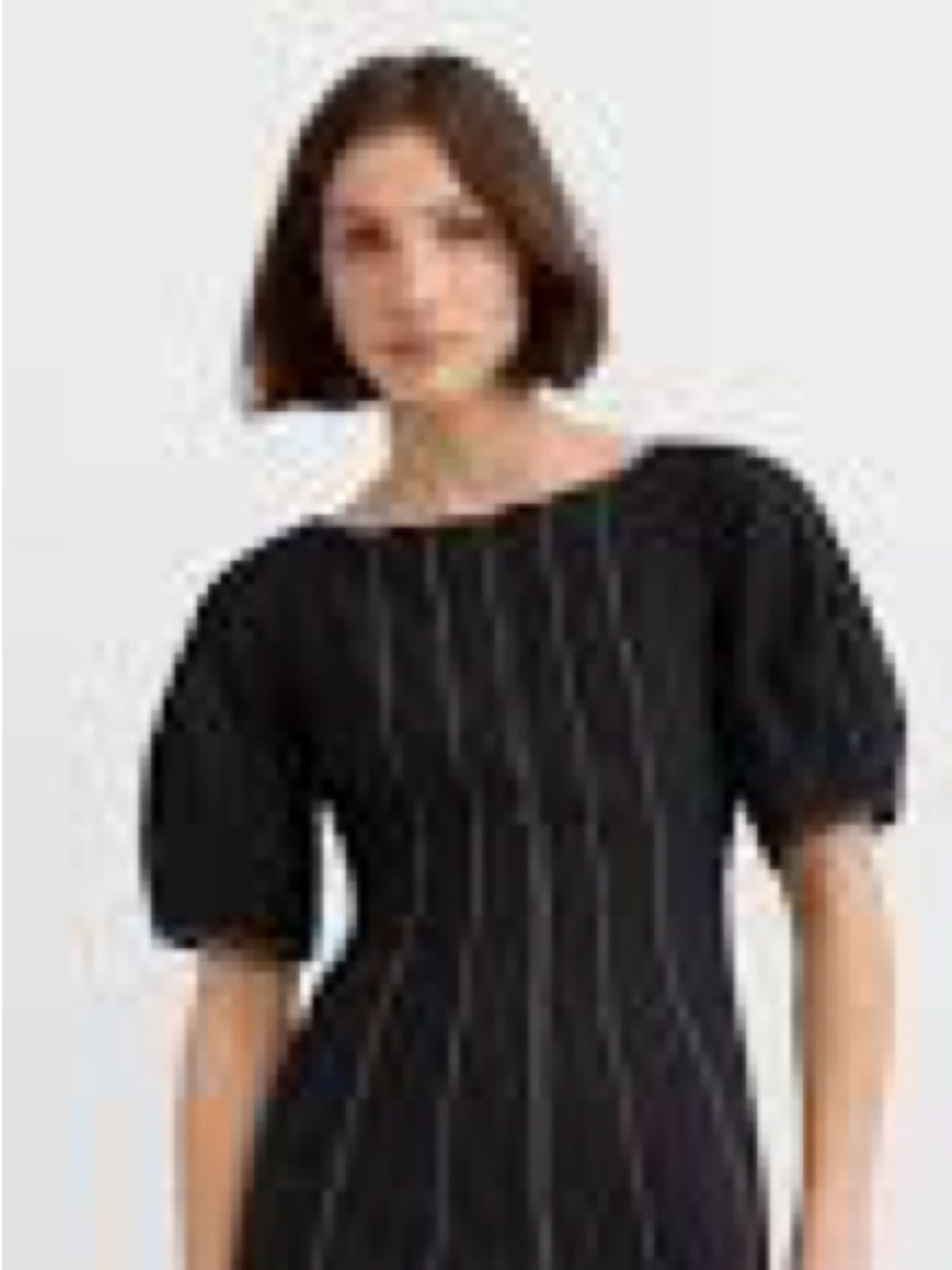 En Saison Black Midi Dress with Puff Sleeves